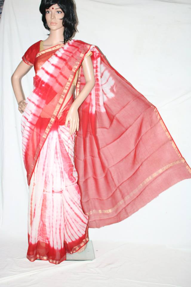 COTTON KOTA WITH SHIBORI DYED SAREE.