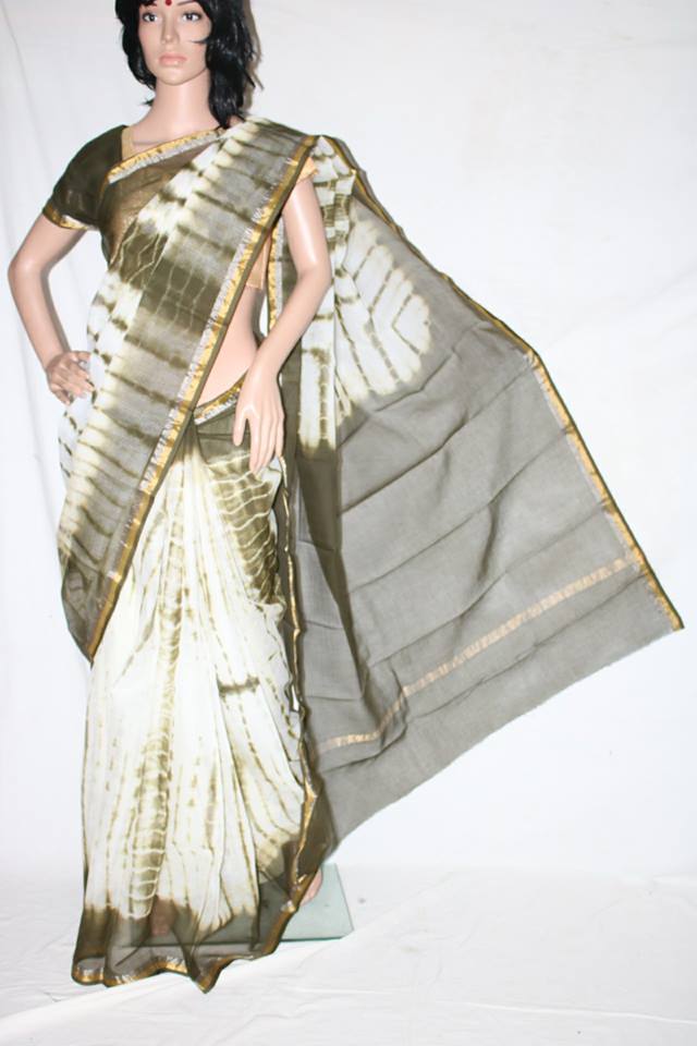 COTTON KOTA WITH SHIBORI DYED SAREE.