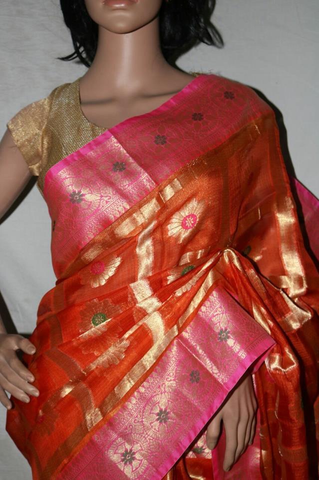 ORANGE PURE SILK KOTA SAREE