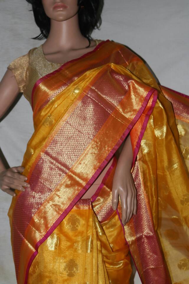 YELLOW TUSSAR KOTA SILK SAREE.