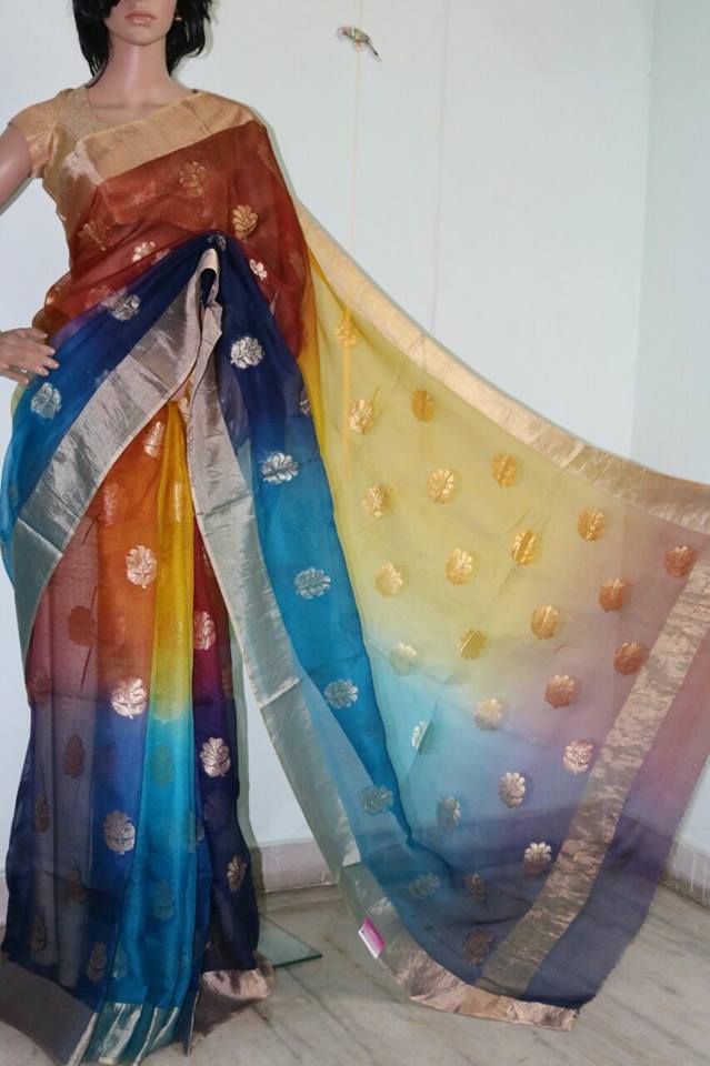 MULTI SHADED WITH SELF WEAVED SILK KOTA SAREE.