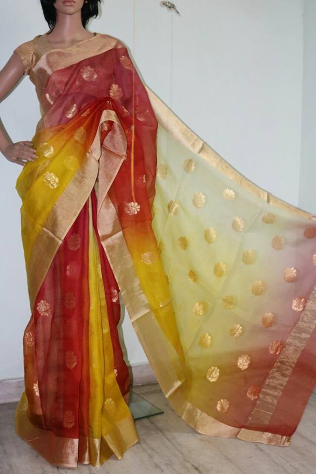 MULTI SHADED  WITH SELF WEBVED SILK KOTA SAREE.