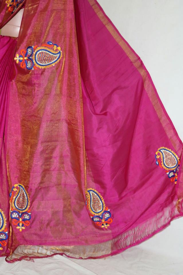 MAZANTHA PINK UPPADA PATTU SAREE WITH MOGGOM WORK