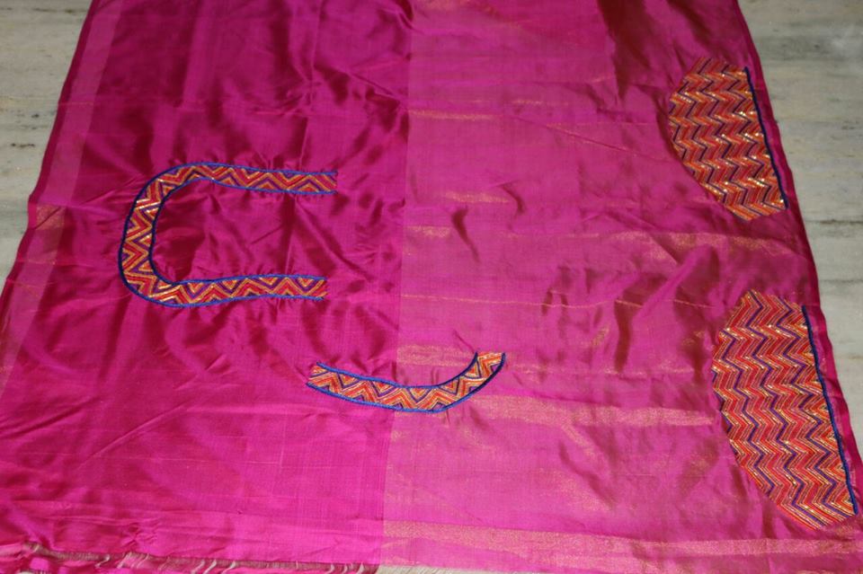 MAZANTHA PINK UPPADA PATTU SAREE WITH MOGGOM WORK