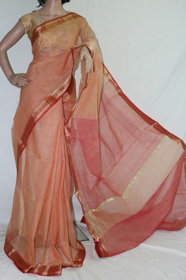 LIGHT PITCH COLOR COTTON KOTA DORIA SAREE