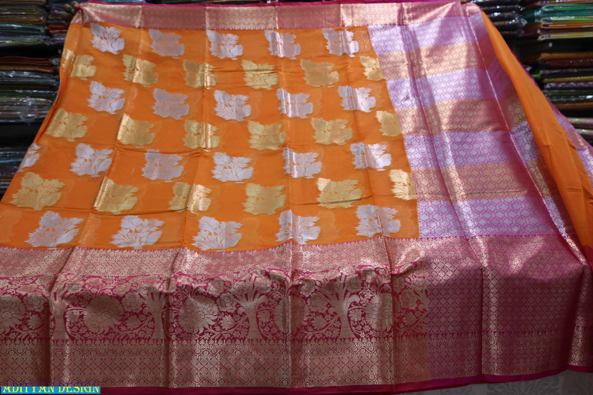 ORANGE COLOR BANRASI PATTU SAREE.