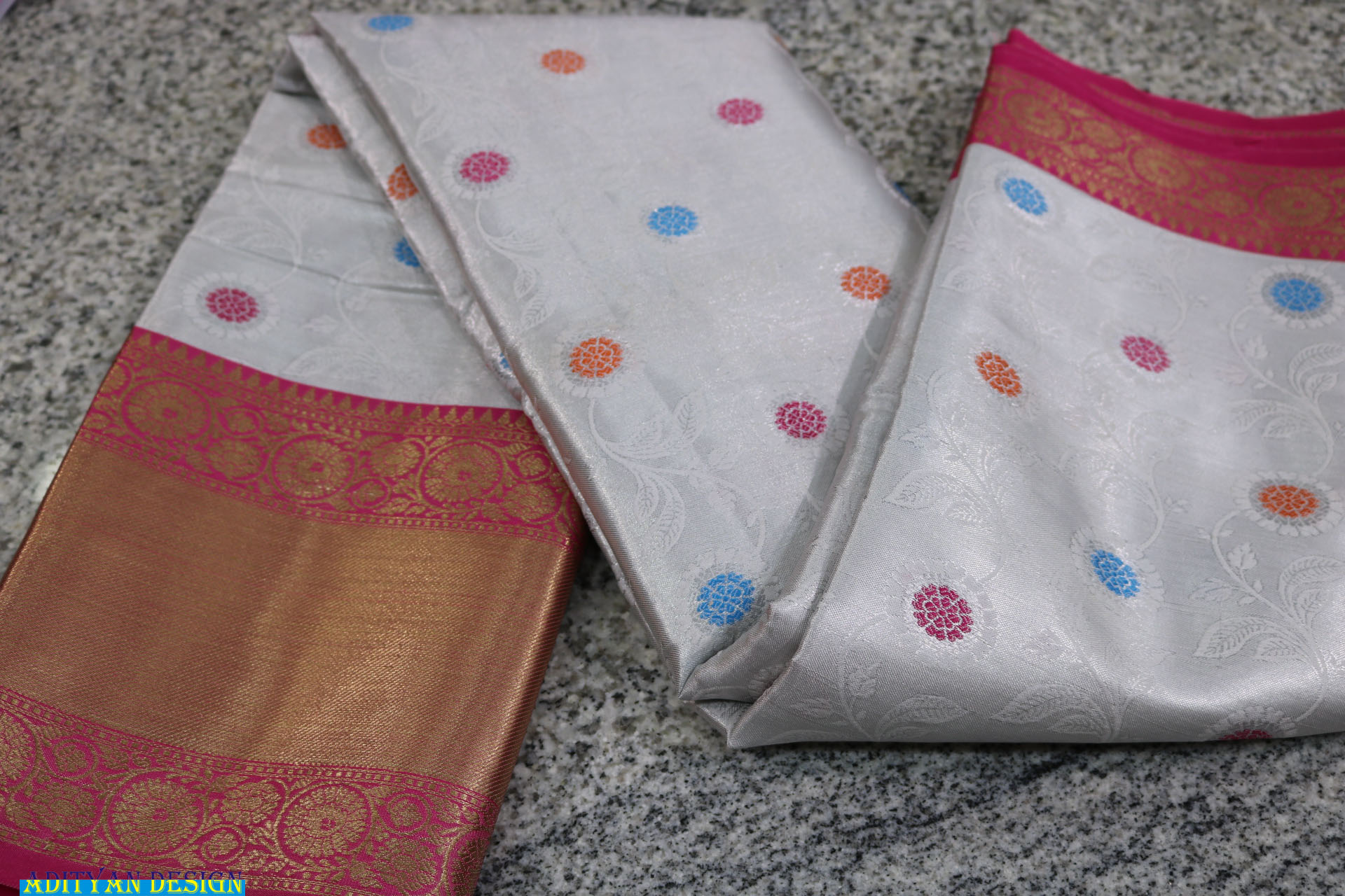 SILVER COLOR KANCHI FANCY PATTU SAREE.