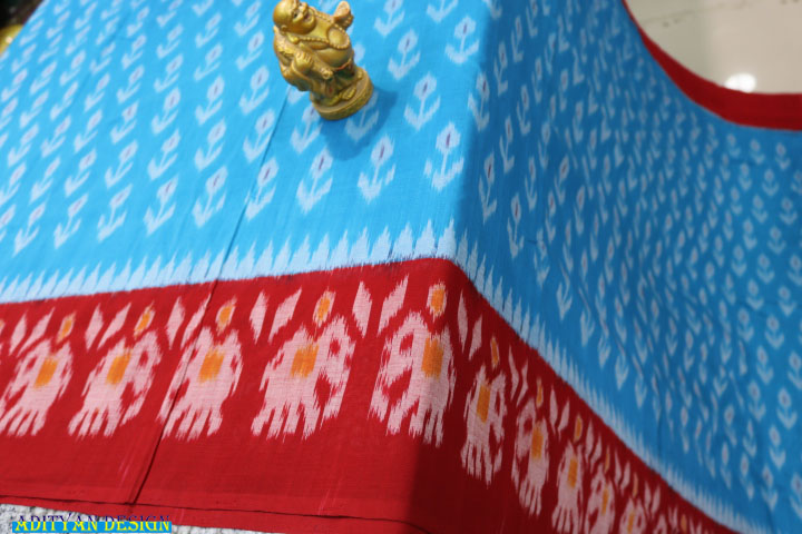 LIGHT BLUE POCHAMPALLI COTTON IKKAT SAREE.