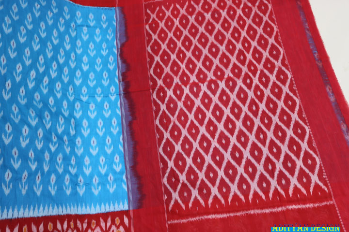 LIGHT BLUE POCHAMPALLI COTTON IKKAT SAREE.