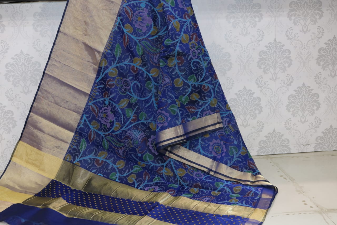 8 INCHES JARI BORDER SILK KOTA SAREE WITH PINTE .