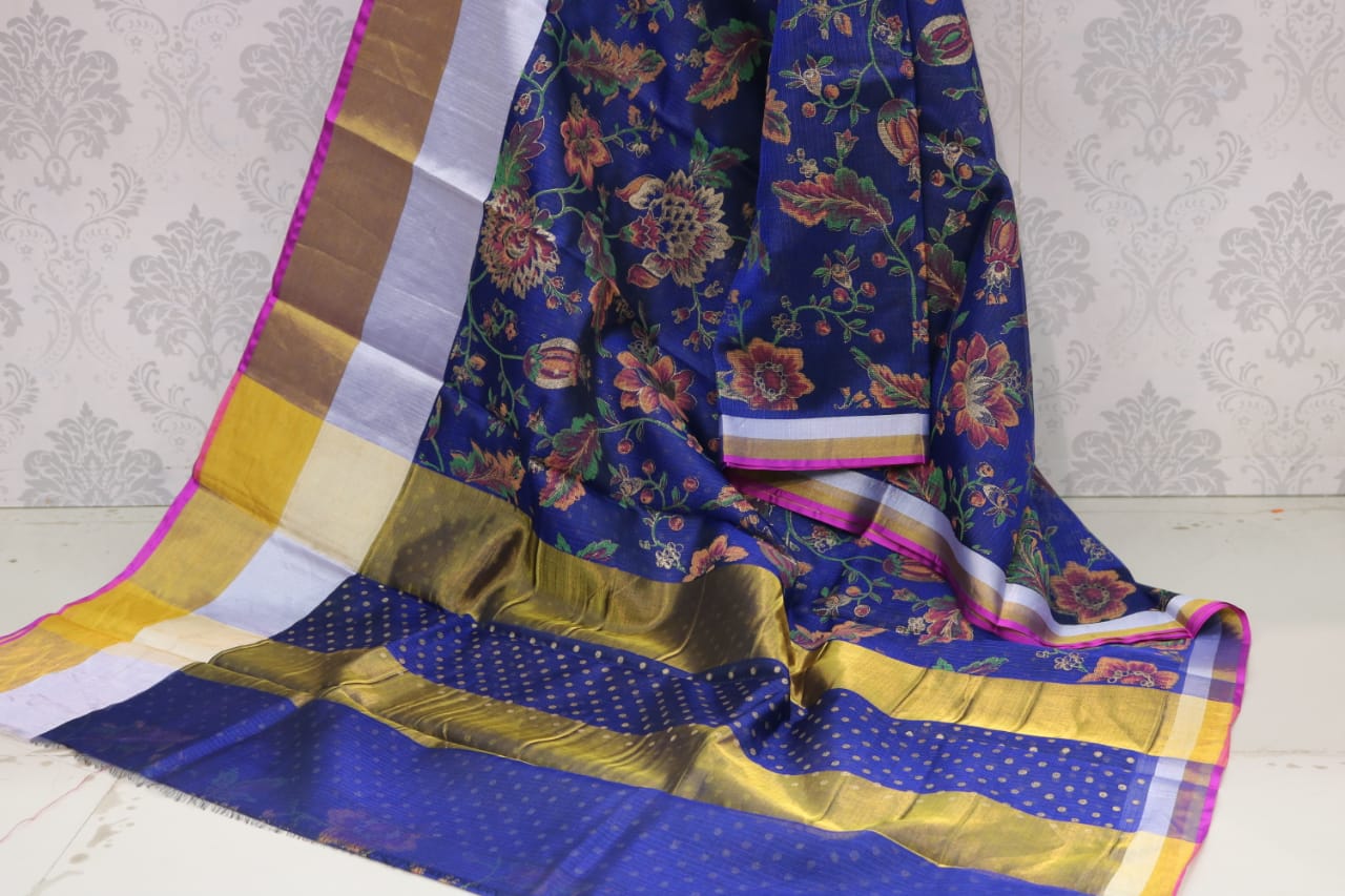 8 INCHES JARI BORDER SILK KOTA SAREE WITH PINTE .