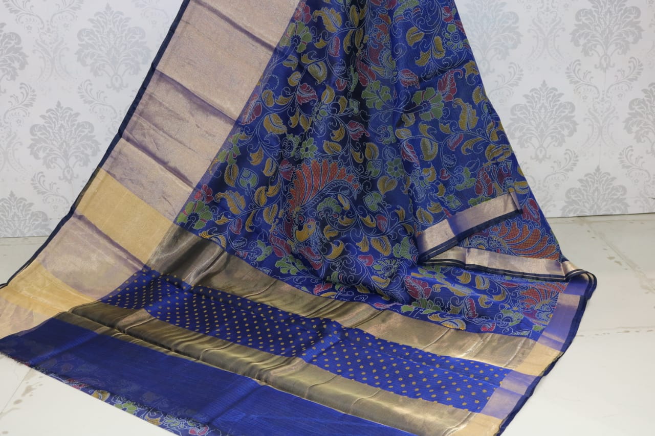 8 INCHES JARI BORDER SILK KOTA SAREE WITH PINTE .