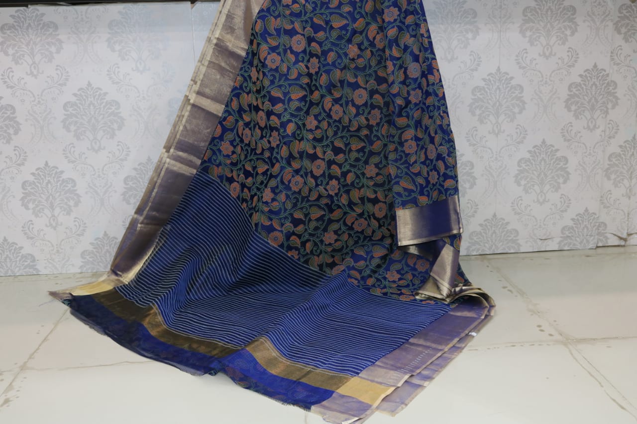 5 INCHES JARI BORDER SILK KOTA SAREE WITH PINTE .