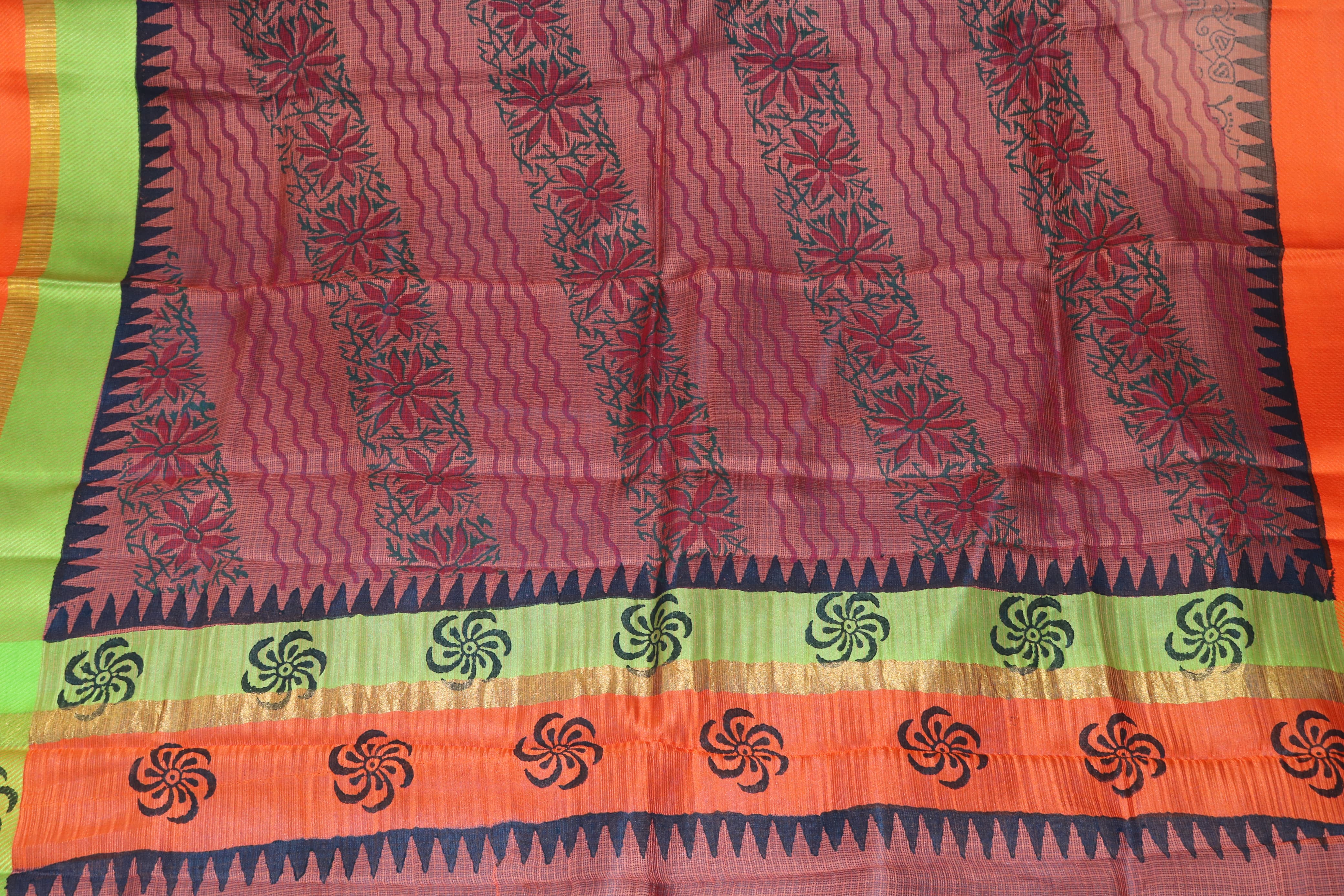 4 inches jari Border silk kota with pinte