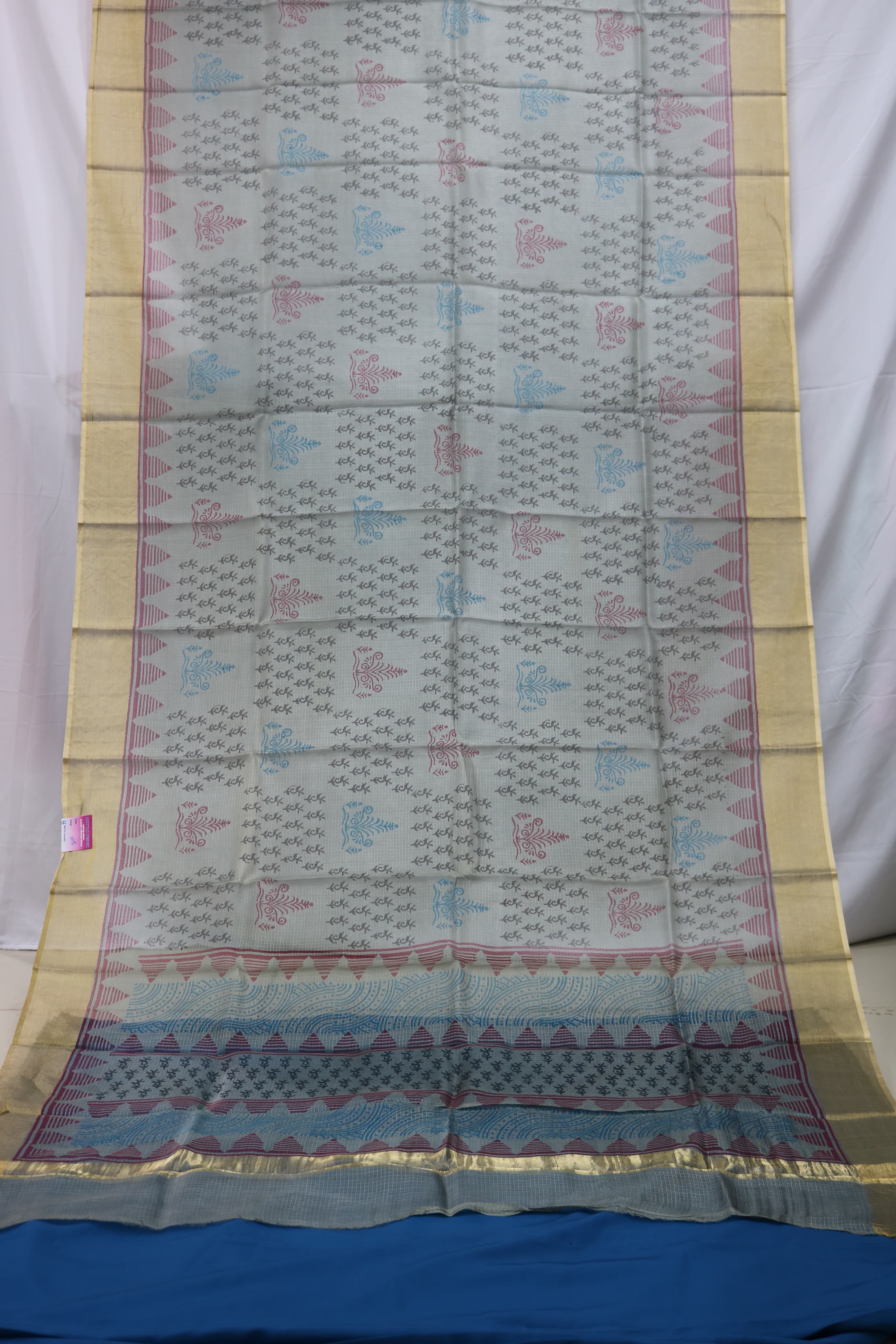 4 inches jari border silk kota with pinte