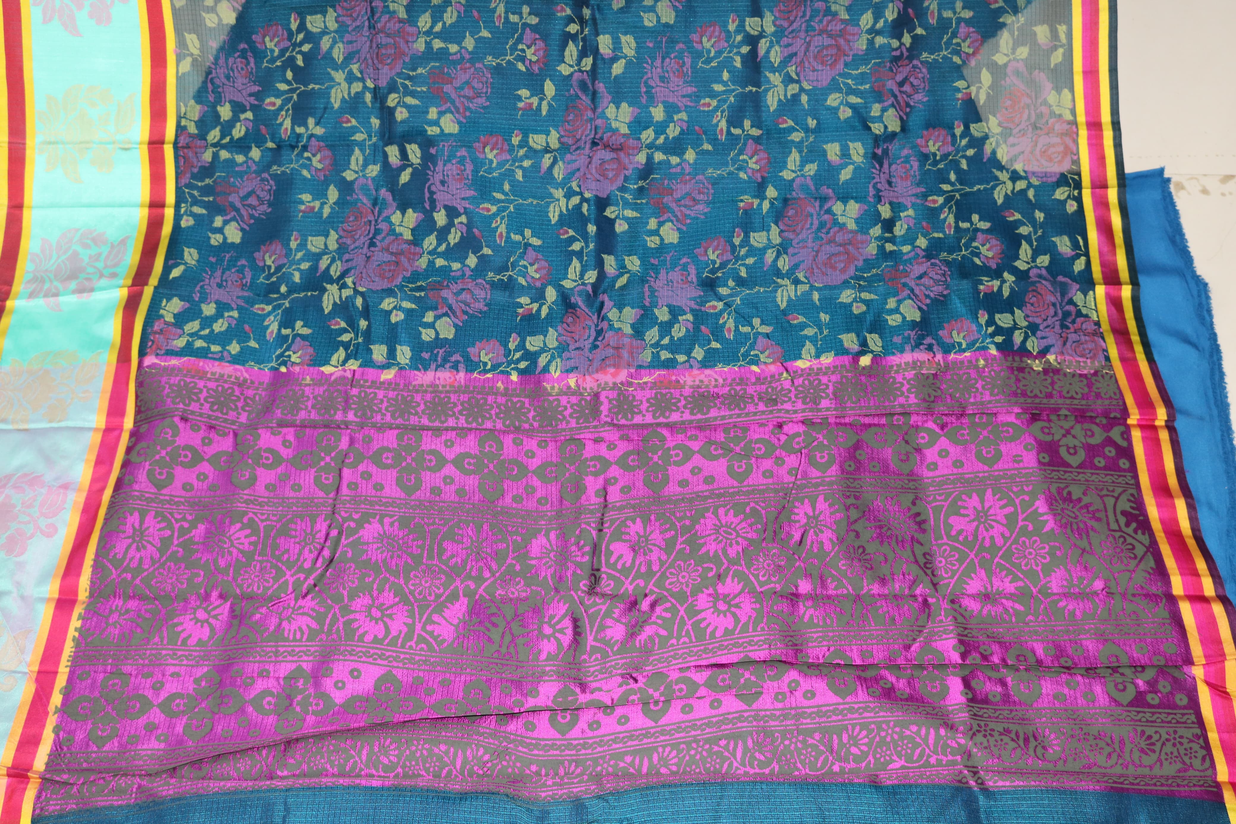 4 inches jari border silk kota with pinte