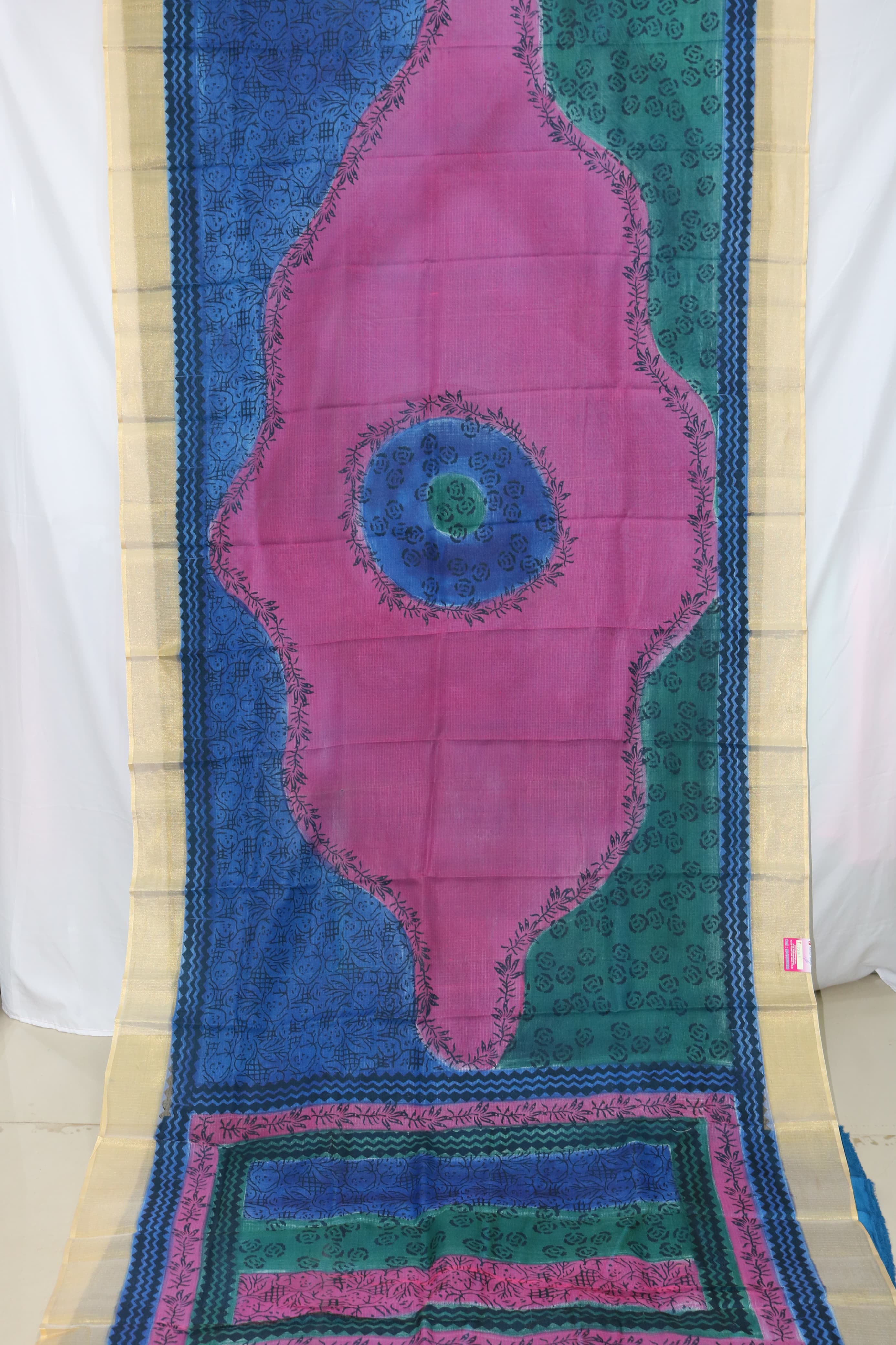 4 inches jari border  silk kota with pinte