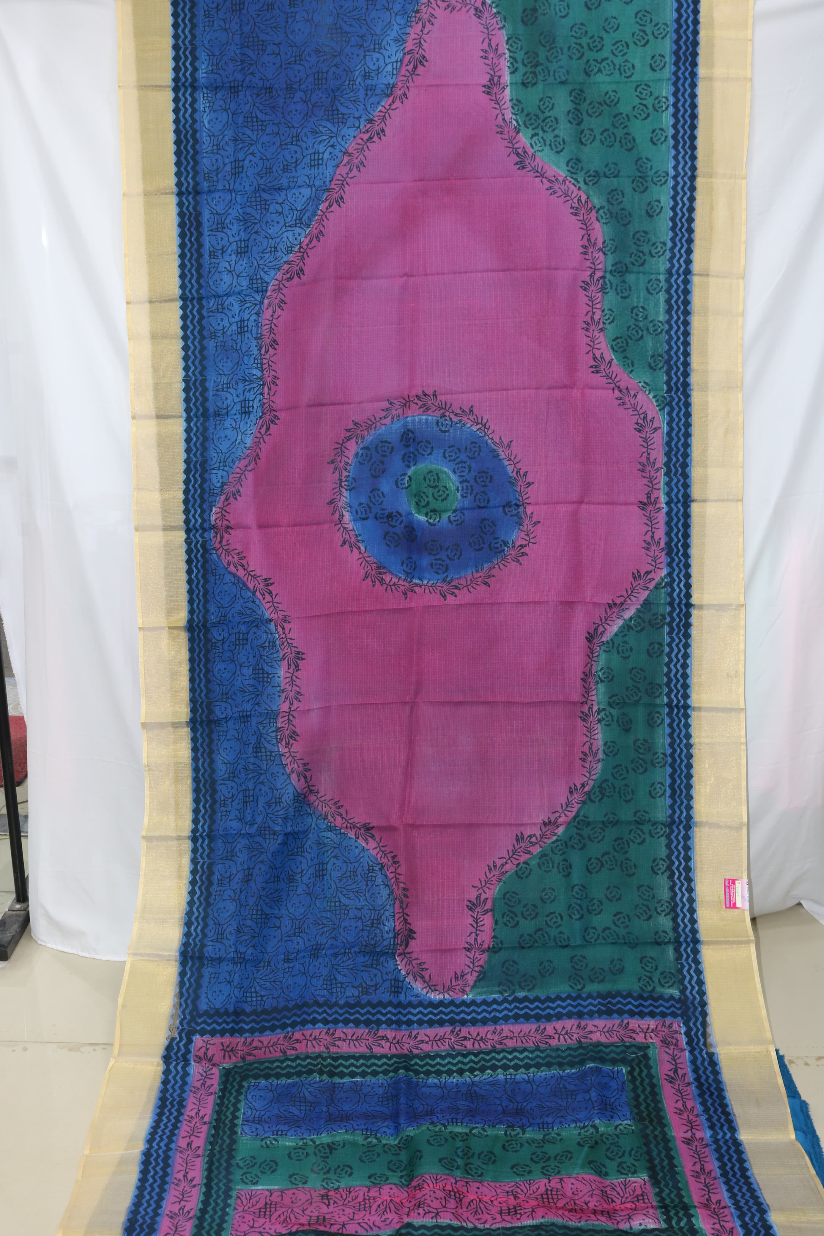 4 inches jari border  silk kota with pinte